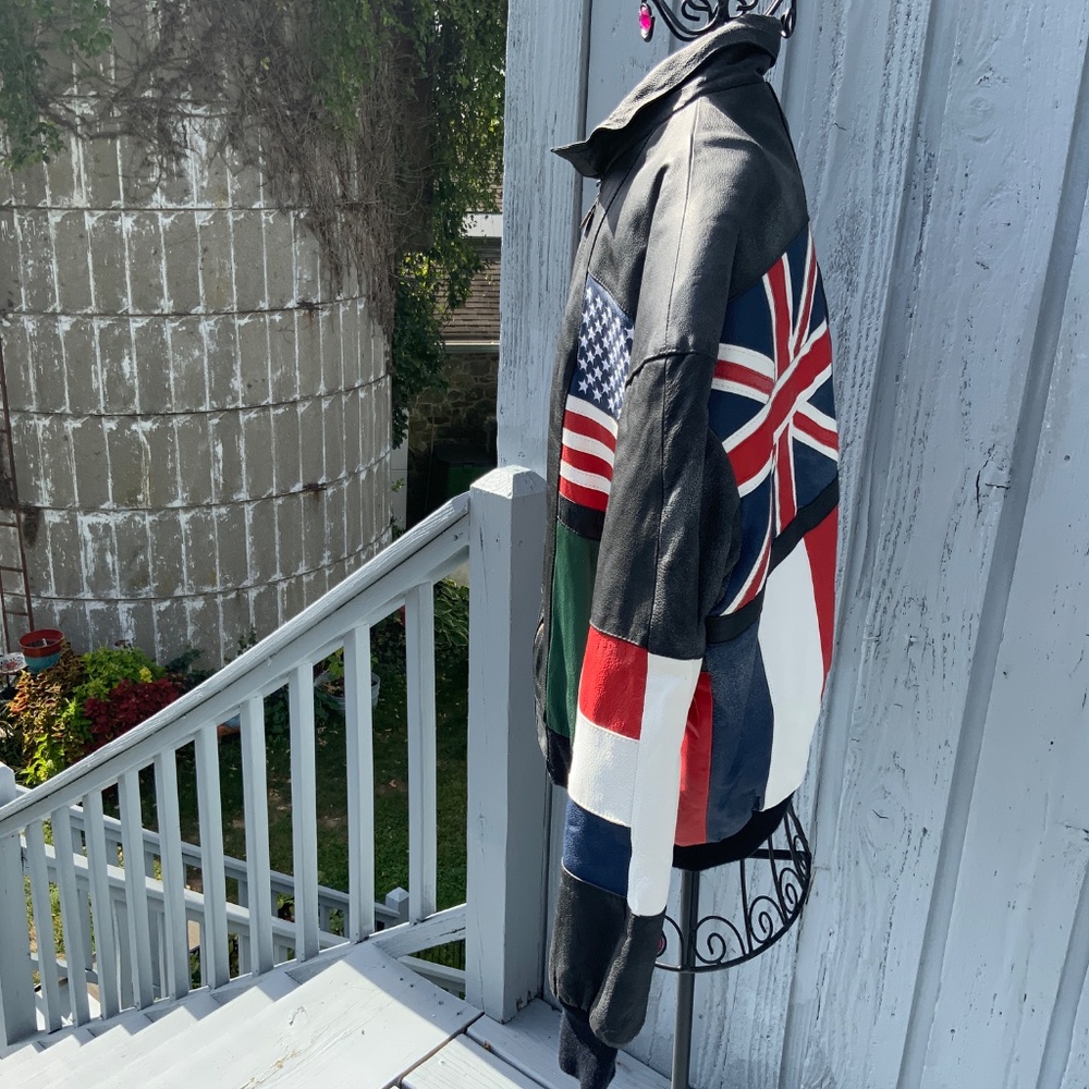 Vintage Phase 3 Flags Patchwork Bomber Leather Ja… - image 5